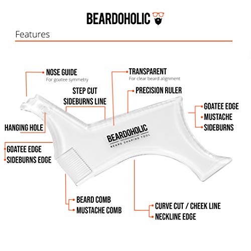 BEARDOHOLIC Beard Shaper, Advanced 9 in 1 Design Beard Shaping Tool with Templates, Transparent for Easier Alignment and Styling, Beard Trimming Guide for Facial Hair - Thumbnail 5