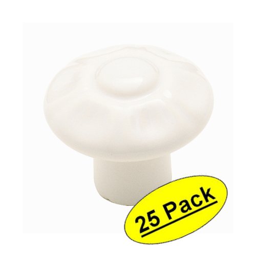 Amerock BP1320W White Ceramic Cabinet Hardware Knob - 1-3/8