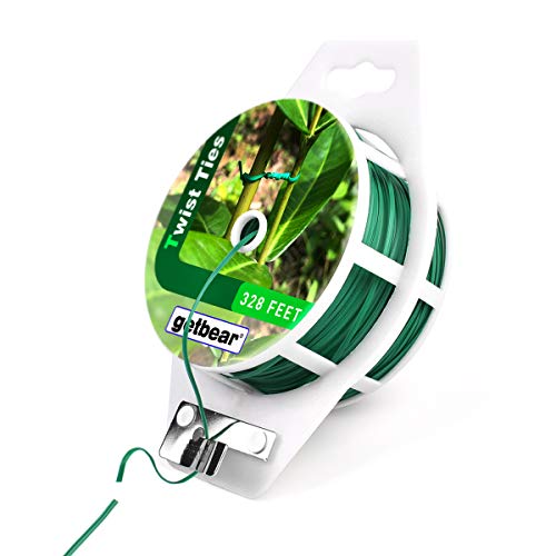 Garden Plant Twist Tie Reel, Reusable Plastic Ties, Multi-Use Sturdy Tree Tie Cable with Cutter for Gardening Plants Tree Flower，Home and Office Organization – 328 feet (1 Pack)