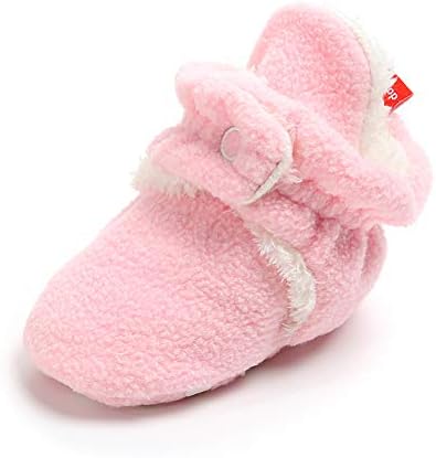 Sawimlgy US Newborn Baby Boys Girls Cozy Fleece Booties Stay On Slippers Socks Infant Soft Soles Grippers Non-Skid Crib Shoe First Birthday Gift