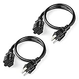 SIMBR Extension Cord Outdoor Indoor, Heavy Duty Power Cord, 3 prong, 16AWG SJTW, UL Listed, Black (2 Pack 2 FT)
