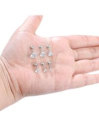 Hanpabum 12Pairs 16G Stainless Steel Cubic Zirconia Tragus Earrings for Women Girls Helix Stud Earring Body Jewelry Piercing Set