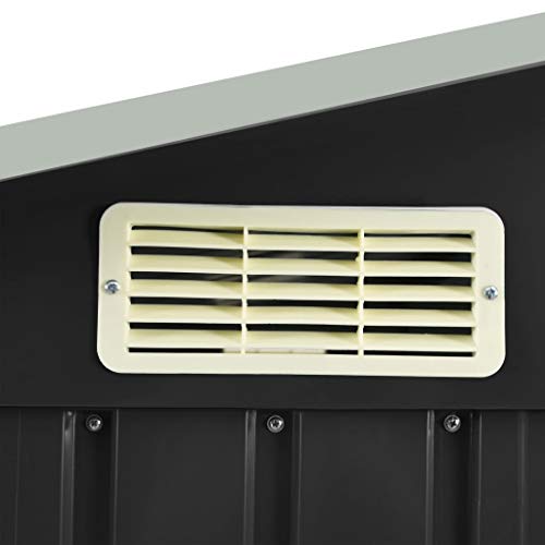 Tidyard Gartenhaus mit Regal Outdoor Geräteschuppen Geräteschrank Gartenhaus Schuppen Metallgerätehaus Anthrazit 205x130x183 cm Eisen – Bild 5