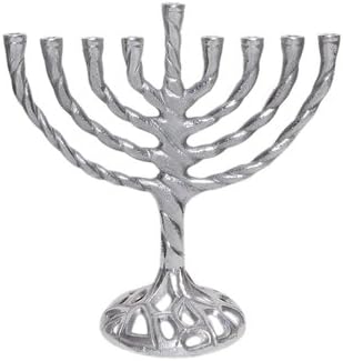 Pirsum Judaica Aluminum Menorah Elegant Twisted Branch Traditional Shape Interesting Base