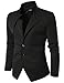 Doublju Mens Unbalanced Blazer Jacket with China Collar
