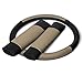 OxGord Faux Leather Tan/Black Car Seat Covers Set - Airbag - Universal Fit for Car, Truck, SUV - Steering Wheel Cover