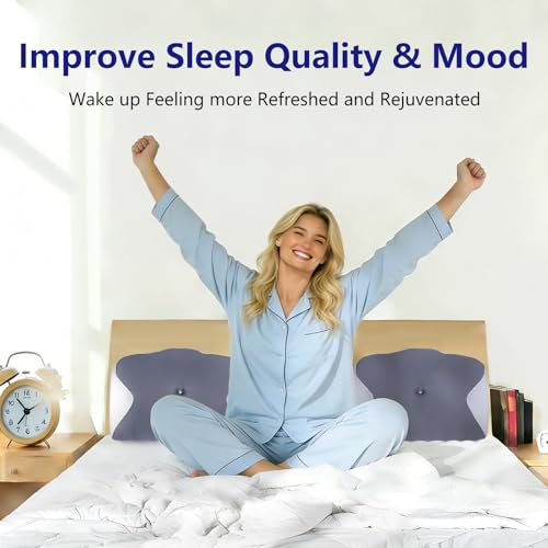 vicihoho Ergonomic Cervical Pillow, Neck and Shoulder Pillow, Suitable for Different Sleeping Postures, Size: 60 x 41 x 9/12 cm (Light Grey)