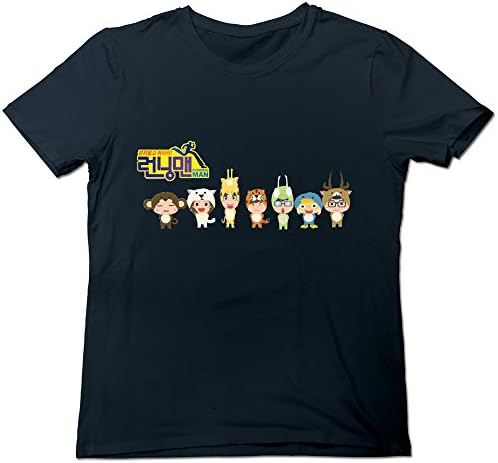 Hlopp Men's Korean Running Man Cartoon Characters T-shirt Black M