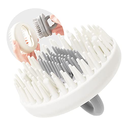 Hair Scalp Massager Shampoo Scrubber Brush,rubber grip Wet & Dry Scalp shower Massage brush,Soft Bristles Care for All Hair Types Exfoliate and Remove Dandruff (Grey)