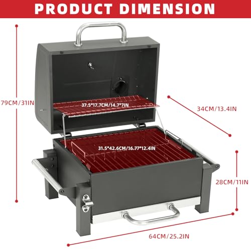 Camping Grill Foldable Portable Charcoal Grill Table Grill for Camping Kitchen & Outdoor Mini Charcoal Grill Foldable with Grill Grate, Ideal for BBQ, Travel, Picnic