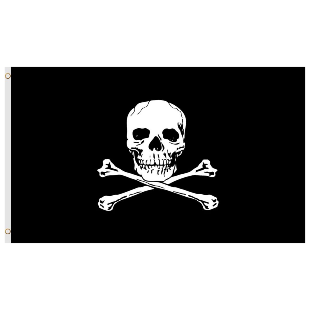 Second Ave Pirate Flag 5ft X 3ft Large With Brass Eyelets Skull & Crossbones Jolly Roger Banner Flag