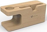 Apple Watch Stand: Stalion Desktop Charging Dock Station Universal Cradle Dock Holder for Apple Watch &amp; iPhone 6 6s Plus (2 in 1)(Bamboo Wood) (Electronics)