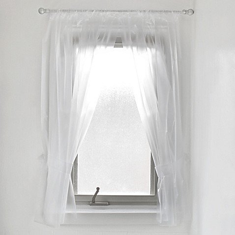 2 Pack Light Blue Bath Window Curtains Vinyl Bathroom Window Drape