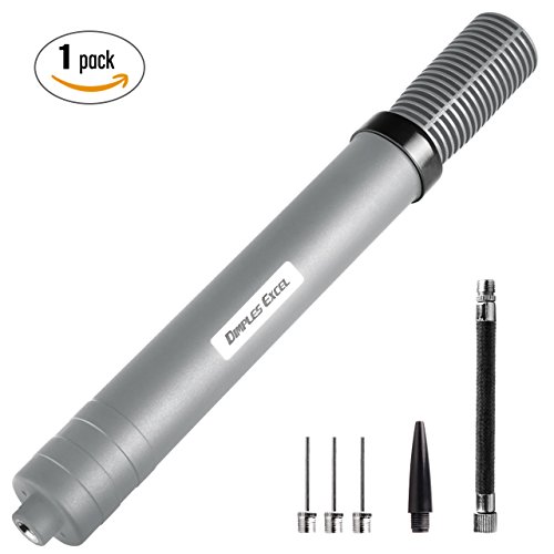 DIMPLES EXCEL 12'' Dual Action Ball Pump for Soccer Basketball Football Volleyball Water Polo ball, Needles and Nozzles Included (Gray)