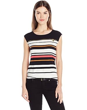 Calvin Klein Women's Cap Sleeve Top with Zipper Yoke