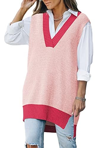 Viottiset Women's Oversized Sweater Vest V Neck Tunic Sleeveless
