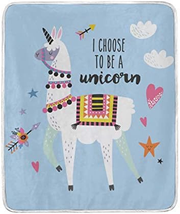 SENNSEE I Choose To Be A Unicorn Cute Throw Blanket for Bed Couch Chair Sofa Velvet 50x60 inch Adult Kids Women Soft Warm Fuzzy
