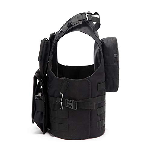 Jipemtra Tactical MOLLE Vest Adjustable Combat Training Military Mesh Police Vest Detachable Airsoft Paintball Vest Assault Swat Vest for Outdoor Hunting Army Fans CS Game Field Ope (Tan#2)