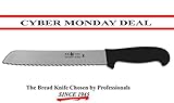 ICEL Cutlery 8-inch wavy edge Bread Slicer knife. NSF Approved, Black Handle