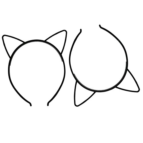 XIMA 12pcs Black Color Cute ABS Plastic Girls Cat Ears Headband Girls Head Band Baby for Children Accessories (Black-Cat Ear)