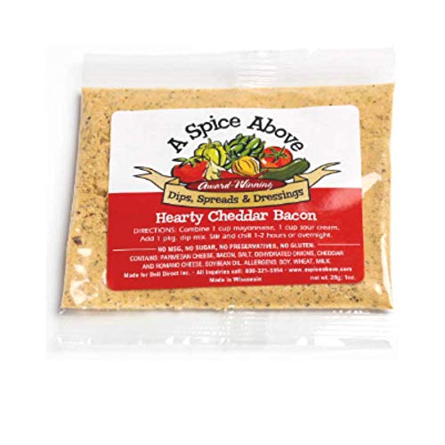 A Spice Above Dips, Spreads, and Dressing Mixed Seasonings Party Packets, 3 Pack (Hearty Cheddar Bacon)