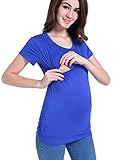 SUIEK Maternity Nursing Shirt Tops Tank For Breastfeeding (Medium, Blue)
