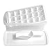 Amain Shop Ice Cube Trays with Lids,Ice Scoop,Ice Cube Bin,Makes 18 x 1.4 Large Ice Cubes,Easy Release,No-Spill,Odor Free White Ice Trays with Removable Cover