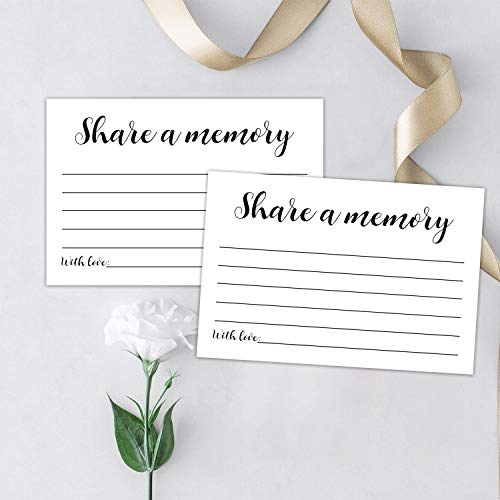 50 Pack Share a Memory Cards, Share a Memory Card for Funeral, Birthday, Retirement, Anniversary, Wedding, Celebration of life, Going Away Party Decorations, 4x6 Inch