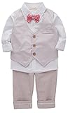 Baby Kid Boy Khaki and White Formal Wear Shirt Vest and Pants 3-piece 2-3Years White