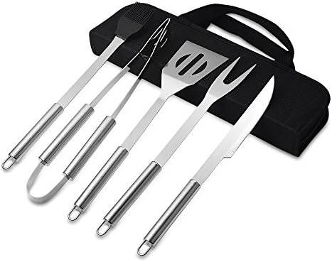 ZLCA Stainless Steel BBQ Grilling Tool Set - 5 Piece Starter Barbecue Kit/ Carry Bag(ZLT1)