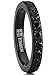 3MM Ladies Black Titanium Eternity Engagement Band, Wedding Ring with Black Pave Set Cubic Zirconia