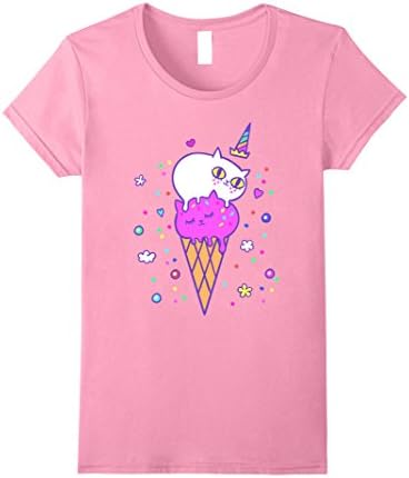 Womens Meow Scream for Ice Cream T-Shirt | Funny Cat Tee Small Pink