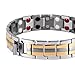 Rainso Mens Titanium Magnetic Therapy Bracelets for Arthritis Wristband Adjustable (Silver Gold)
