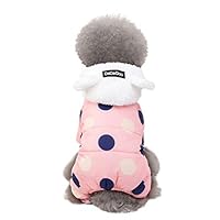 Outeck Polka Dot Pets Down Jacket for Dogs Cats, Quilted Padded Pets Jacket with Ear Hooded Winter Cute Dogs Cat Pets Clothes for Puppy Kitten (S, Pink)