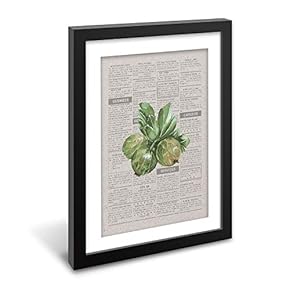 Black Paper Framed Canvas Wall Art for Living Room, Bedroom Abstract Green on Newspaper Canvas Prints for Home Decoration Ready to Hanging - 23x31 inches