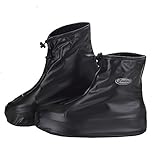 Whose Lemon Fashion Waterproof Shoes Cover Rain/Snow - Proof Reusable Zippered Protective Shoes Covers All Season Available for Outdoor Actities, Camping, Fishing, Trip XXL Black