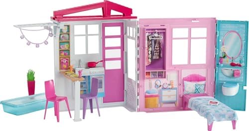 Barbie Doll House, Portable Playset with Carrying Handle and