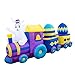 Holidayana Inflatable Easter Bunny Train - 10ft Long Easter Train Yard Decoration with Engine and 2 Cars, Includes Built-in Bulbs, Tie-Down Points, and Powerful Built in Fan