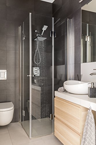 FLOWELL AMG and Enchante Accessories - Silicon Valley High Pressure Rainfall Shower Head Set (160 Jets - Combined) with Modern Design, Chrome Finish with Water Diverter and Hose, SH455A