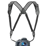 USA Gear DSLR Camera Strap Chest Harness with Quick Release Buckles, Polka Dot Neoprene Pattern and Accessory Pockets - Compatible with Canon, Nikon, Sony and More Point and Shoot, Mirrorless Cameras