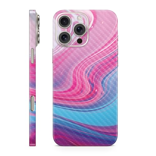 Carbon Fiber Phone Skin Compatible with Apple iPhone 16 Pro Max - Magenta Pour…