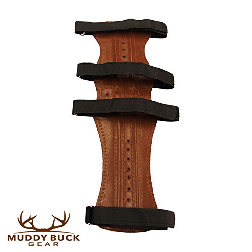 Muddy Buck Gear Brown Leather 4 Strap Velcro Arm Guard
