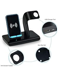 Nerdi   Soporte de carga inalámbrico con adaptador para iPhone X XS Max XR 8 8 Plus, soporte de carga para Apple Watch Series 2, 3, 4