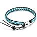 MOWOM Alloy Genuine Leather Bracelet Bangle Cuff Rope For Women Gemstone Beads Braided 1 Wraps & 2 Wraps Stone Adjustable Handmade Jewelry Gift