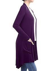 BILY Women's Open Front High-Low Long Sleeve Front
