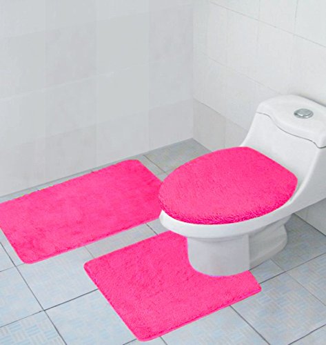 Kashi Home RS027916 18 x 30 in. Hailey 3 Piece Bath Mat - Fuschia