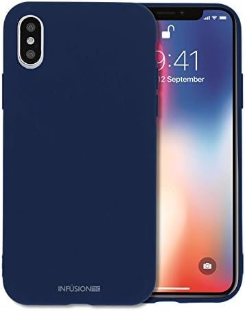 Silicone iPhone x case cover for iPhone X Low Profile TPU Liquid Grip Gel Impact and Shockproof by InfusionTec - Navy Blue