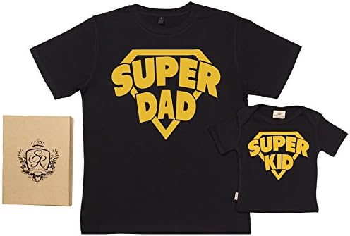 SR - Gift Boxed Dad & Baby Gift Set - Superdad SuperKid Organic Matching Father & Baby T-Shirts