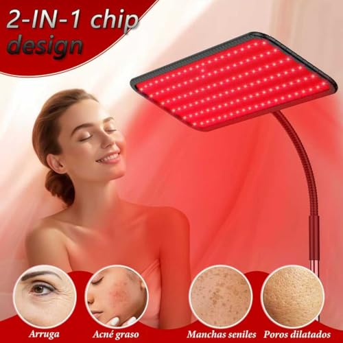 Luz Infrarroja para Terapia, Red Light Therapy 660nm 850nm, Lampara Infrarrojos Fisioterapia con Soporte Ajustable, Adecuado para Fisioterapia, Cuidado de la Piel y Alivio del Dolor