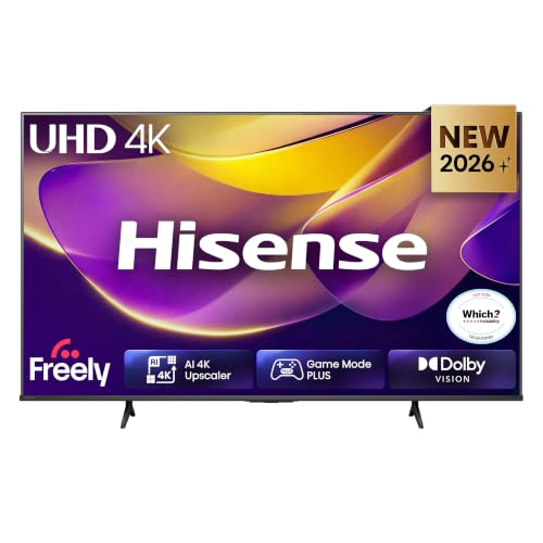 Hisense 50 50E6STUK 4K Ultra HD AI Smart TV with Freely, Netflix, Disney+ and YouTube - AI 4K Upscaler, AI Smooth Motion, Game Mode Plus, Dolby Vision, Voice Control, DTS Virtual: X, Filmmaker Mode